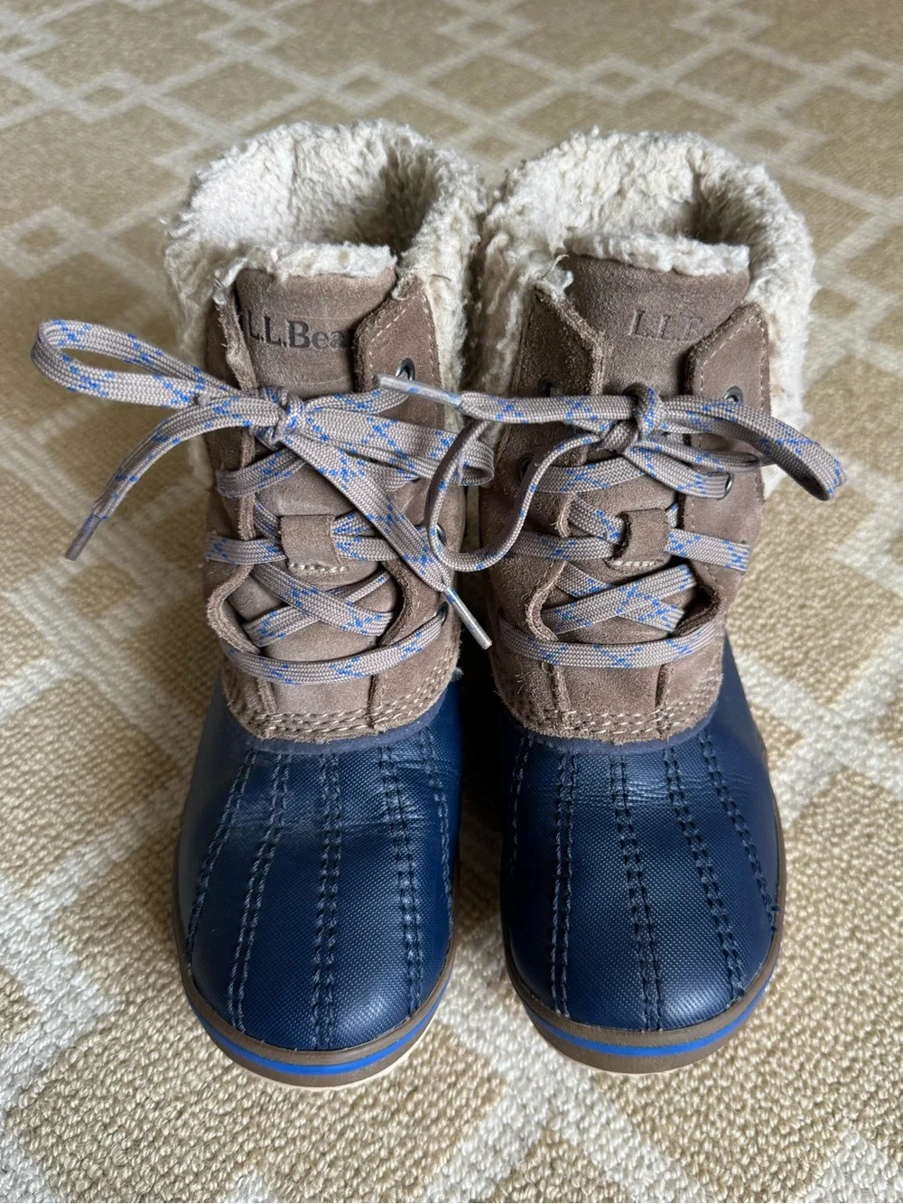 L.L. Bean Rangely Waterproof Winter Duck Boots Insulated Sherpa Navy Kids Size 1